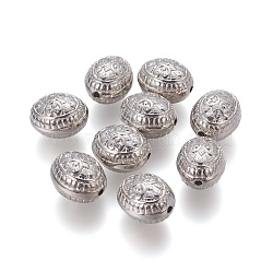 CCB Plastic Carved Oval Beads, Platinum, 15~15.5x13x11~11.5mm, Hole: 1~2mm(CCB-J031-12P)