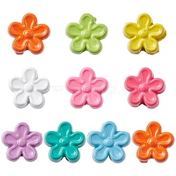 Spray Painted Alloy Beads, Flower, Mixed Color, 7x7.3x3.3~3.5mm, Hole: 1.2~1.4mm(PALLOY-YW0001-63)