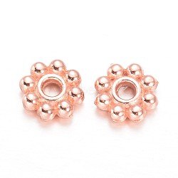 Alloy Daisy Spacer Beads, Flower, Cadmium Free & Lead Free, Rose Gold, 5x1.5mm, Hole: 1.8mm, about 7000pcs/1000g(TIBEB-S039-064RG-RS)
