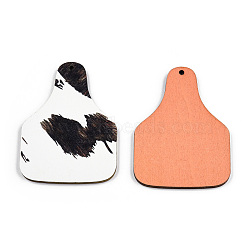 Single Face Printed Basswood Big Pendants, Bag Charm, Black, 60x43.5x3mm, Hole: 2mm(WOOD-N006-197A)