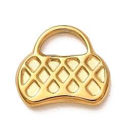 304 Stainless Steel Pendants, Bag with Rhombus Shape Charms, Golden, 13x14x2mm, Hole: 6x3.5mm(STAS-Z204-03G-02)