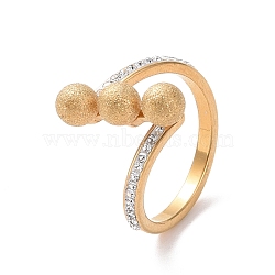 Crystal Rhinestone Triple Round Ball Finger Ring, Ion Plating(IP) 304 Stainless Steel Jewelry for Women, Golden, US Size 6~9(16.5~18.9mm)(RJEW-D120-17G)