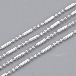Brass Ball Chains, Ball & Bar Beaded Chains, Long-Lasting Plated, Soldered, with Spool, Cadmium Free & Lead Free, Silver, 5.8x1.5mm and 1.5mm, about 16.4 Feet(5m)/roll(X-CHC-S008-007A-S)