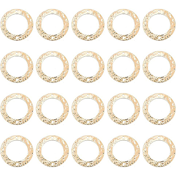 Brass Links Connectors, Long-Lasting Plated, Nickel Free, Ring, Real 18K Gold Plated, 21x0.4mm, Hole: 1.2mm, 20pcs/box