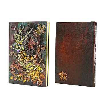 3D Embossed PU Leather Notebook, for School Office Supplies, A5 Christmas Reindeer Pattern European Style Journal, Multi-color, 213x145mm