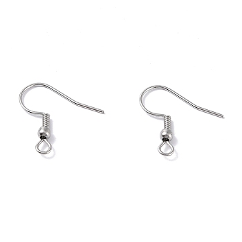 316 Surgical Stainless Steel Earring Hooks, Ear Wire, with Horizontal Loop, 20x19.5mm, Hole: 2mm, 21 Gauge, Pin: 0.7mm