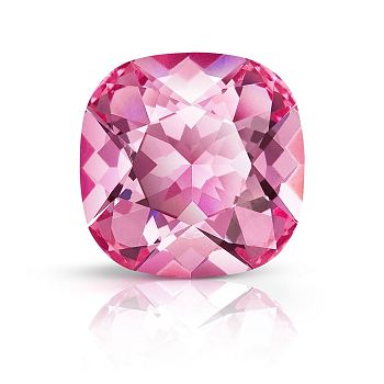 Preciosa&reg MAXIMA Crystal Fancy Stones, Czech Crystal, 435 36 132 Cushion Square, Dura Foiling, 70010 Rose, 10x10mm