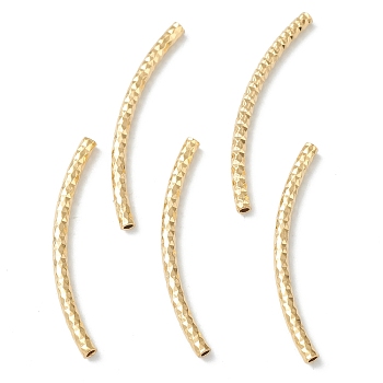 Brass Tube Beads, Long-Lasting Plated, Curved Beads, Tube, Real 24K Gold Plated, 30x2mm, Hole: 1mm