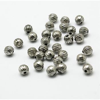 Tibetan Style Spacer Beads, Melon, Antique Silver, 5mm, Hole: 1mm