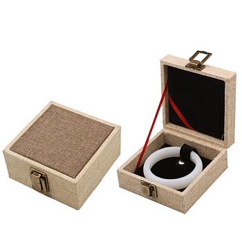 Linen Single Bracelet Gift Boxes, Square, Tan, 11x11x5.3cm