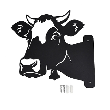 Iron Decorative Garden Stakes, Black, Cattle, 275x295x1mm