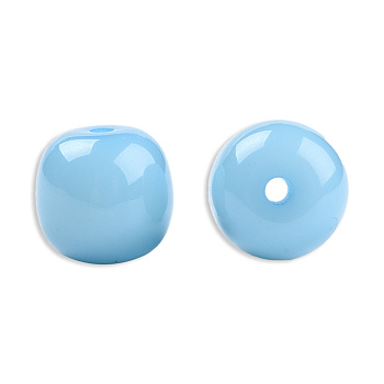 Opaque Resin Beads, Barrel, Light Sky Blue, 12x11mm, Hole: 1.6~1.8mm