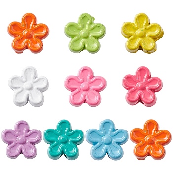 Spray Painted Alloy Beads, Flower, Mixed Color, 7x7.3x3.3~3.5mm, Hole: 1.2~1.4mm