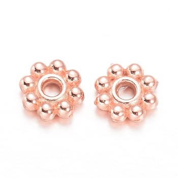 Alloy Daisy Spacer Beads, Flower, Cadmium Free & Lead Free, Rose Gold, 5~6x1.5~2mm, Hole: 1.8mm, about 7000pcs/1000g
