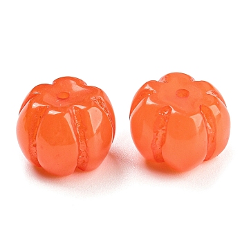 Autumn Resin Vegetable Beads, Pumpkin, Coral, 12.5~13x10mm, Hole: 1.5mm