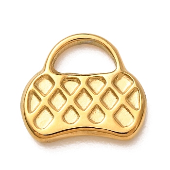 304 Stainless Steel Pendants, Bag with Rhombus Shape Charms, Golden, 13x14x2mm, Hole: 6x3.5mm