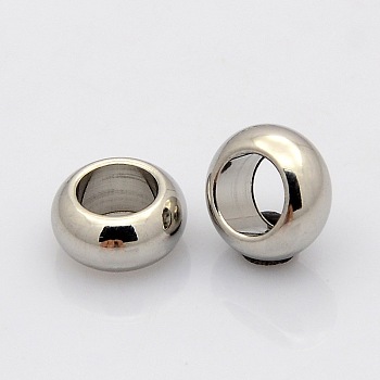 Rondelle 304 Stainless Steel Beads, Stainless Steel Color, 10x5mm, Hole: 6mm