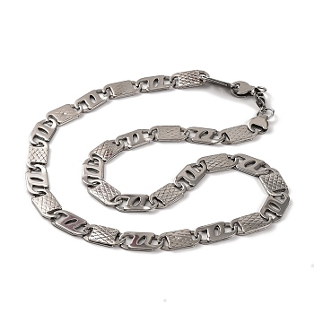 201 Stainless Steel Oval Mariner Link Chain Necklace, with 304 Stainless Steel Clasps, Stainless Steel Color, 22.17 inch(56.3cm)