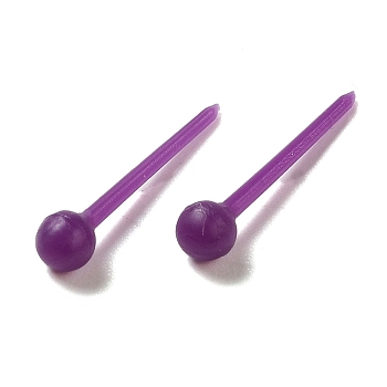 Plastic Tiny Ball Stud Earrings, Post Earrings for Women, Purple, 14x3mm
