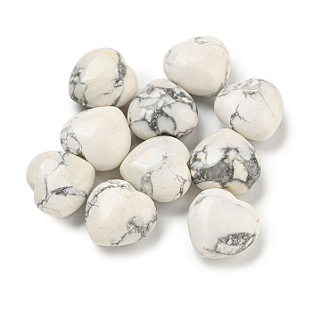 Natural Howlite Beads, Half Drilled, Heart, 15.5x15.5x8mm, Hole: 1mm