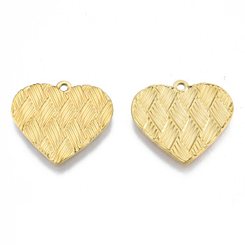 Ion Plating(IP) 304 Stainless Steel Pendants, Heart, Real 18K Gold Plated, 20x22x1.5mm, Hole: 1.5mm