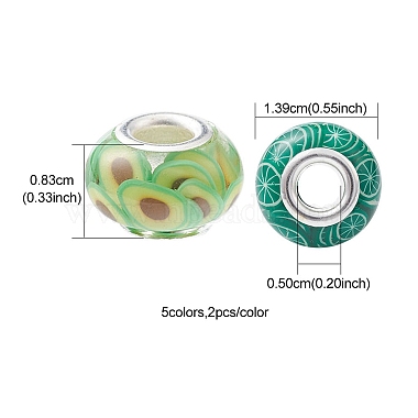 10Pcs 5 Colors Transparent Resin European Rondelle Beads(RPDL-YW0001-07A)-3