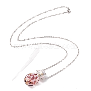 Flacon de parfum en verre avec collier pendentif couronne(NJEW-H218-01E)-3