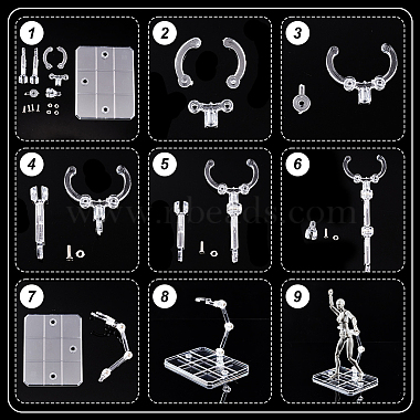 Plastic Model Assembled Action Figure Display Holders(ODIS-WH0038-95B)-3