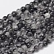 Round Natural Black Rutilated Quartz Beads Strands(G-K068-21-4mm)-1