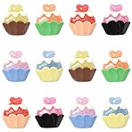 30Pcs 6 Colors Resin Cabochons, Cup Cake, Mixed Color, 17x15.5x6.5mm, 5pcs/color(CRES-CJ0001-72)