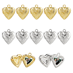 12Pcs 2 Colors Brass Locket Pendants, Photo Frame Charm, Lead Free & Cadmium Free, Heart, Mixed Color, 15x13.5x5mm, Hole: 1.7mm, Inner Diameter: 8x6mm, 6pcs/color(KK-HY0004-05)