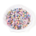 Frosted Transparent Acrylic Beads, Flower, with Gold Foil , Mixed Color, 5.5~6x3mm, Hole: 1.5mm, about 10860pcs/500g.(OACR-N137-72M)
