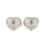 Tibetan Style Alloy Beads, Heart, Lead Free & Cadmium Free, Antique Silver, 13x14x8mm, Hole: 1.8mm(FIND-H061-02AS)
