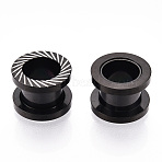 Ion Plating(IP) 316 Surgical Stainless Steel Grooved Beads, Column, Black, 14x10mm, Hole: 8.5mm(STAS-N103-08A-EB)