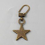 Alloy Zipper Puller, Zip Pull Tab Replacement, Garment and Bag Accessories, Star, Antique Bronze, 45mm(FIND-TAC0011-84AB)