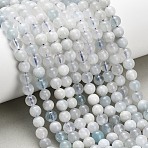 Natural Aquamarine Beads Strands, Smooth Round, 6~6.5mm, Hole: 0.7mm, about 68~69pcs/strand, 15.24~15.35''(38.7~39cm)(X-G-F826-B01-6mm)