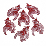 6Pcs Spray Painted Brass Filigree Pendants, Etched Metal Embellishments, Fish, Dark Red, 49x30x0.3mm, Hole: 1.4mm, 6pcs/set(KKC-YW0001-03)