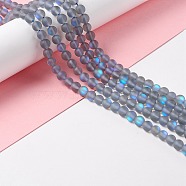 Synthetic Moonstone Beads Strands, Frosted, Round, Light Grey, 6mm, Hole: 1mm, about 60~64pcs/strand, 14.76''~15.55''(37.5~39.5cm)(G-E573-01A-01)