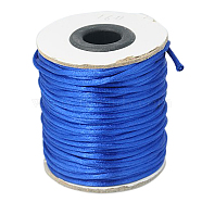 Nylon Cord, Satin Rattail Cord, for Beading Jewelry Making, Chinese Knotting, Blue, 2mm, about 50yards/roll(150 feet/roll)(X-NWIR-A003-16)