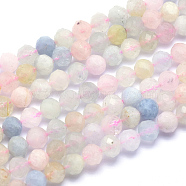 Natural Morganite Beads Strands, Round, Faceted, 3mm, Hole: 0.5mm, about 135pcs/strand, 15.3 inch(39cm)(G-O166-25-3mm)