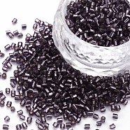 Glass Bugle Beads, Silver Lined, Medium Purple, 1.8~2.2x1.8~2mm, Hole: 0.8~0.9mm, about 15000pcs/pound(SEED-S032-08A-41A)