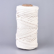 Cotton String Threads, Macrame Cord, Decorative String Threads, for DIY Crafts, Gift Wrapping and Jewelry Making, White, 3mm, about 109.36 yards(100m)/roll(OCOR-WH0032-44A-03)