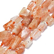Natural Sunstone Beads Strands, Nuggets, 9~12x8~9mm, Hole: 0.8mm, about 31pcs/strand, 15.94''(40.5cm)(G-O170-124)
