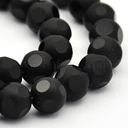 Frosted Glass Round Bead Strands, Black, 10mm, Hole: 1mm, about 35pcs/strand, 15.74 inch(GLAA-L002-01-10mm)
