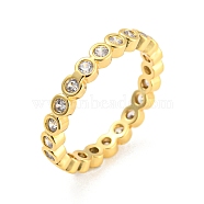 Rack Plating Brass Finger Ring with Cubic Zirconia, Long-Lasting Plated, Cadmium Free & Lead Free, Golden, Inner Diameter: 17mm(RJEW-D014-01A-G)