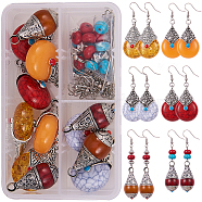 DIY Making, Resin Pendants, Synthetic Turquoise Beads and Brass Earring Hooks, Mixed Color, Cartons: 11.5x7.5x3.3c(DIY-SC0006-36)