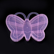 Plastic Bead Storage Containers, 13 Compartments, Butterfly, Pink, 14.7x18.5x2.5cm(CON-Q023-02A)