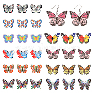 30Pcs 10 Styles Printed Acrylic Pendants, Butterfly, Mixed Color, 27~30.5x34.5~42.5x2~2.5mm, Hole: 1.4~1.7mm, 3pcs/style(SACR-GA0001-05)