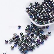 Eco-Friendly Poly Styrene Acrylic Beads, AB Color Plated, Round, Colorful, 8mm, Hole: 1mm, about 2000pcs/500g(PL425-C14)