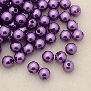 Imitation Pearl Acrylic Beads, Dyed, Round, Medium Orchid, 8x7.5mm, Hole: 2mm, about 1900pcs/pound(PL610-02)